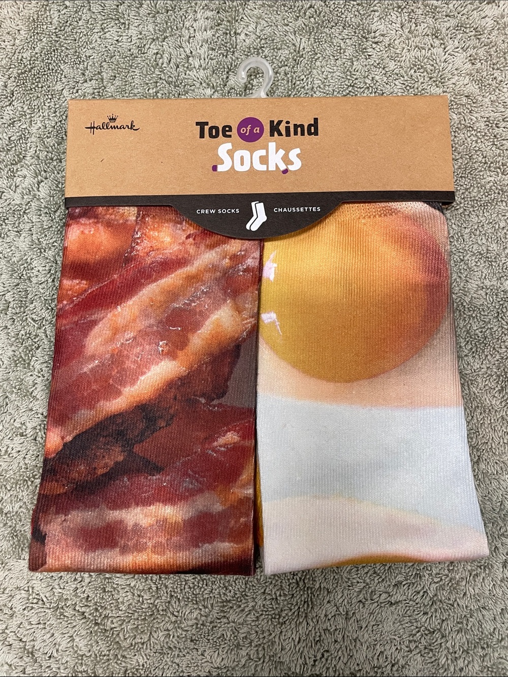 Hallmark Toe of a Kind Crew Socks - Bacon & Egg Print - Men